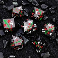 Vente en gros de dés métalliques Rpg mystère 7 pièces accessoires de jeu polyédriques mdn fleur de prunier ensemble de dés en métal avec emballage en boîte
