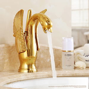 Modern Design Gold Plating Brass Swan Basin Sink Mixer Faucet Counter <strong>Top</strong> Bathroom Gold <strong>Tap</strong> - Product Image 3
