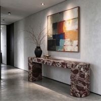 Table console en marbre veiné noir et blanc de luxe avec tiroir, parfaite pour la décoration d'entrée moderne.