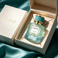 Flacon de parfum de luxe en verre facetté de 50 ml avec collier doré, vente en gros, flacon d'emballage de parfum personnalisé de 100 ml