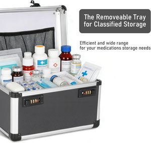 Caja de Medicamentos con Cerradura de Combinación, Caja de Seguridad para Primeros Auxilios, Estuche de Almacenamiento de Medicamentos, Caja de Seguridad para Artículos Personales para Hospital, Hogar y Exteriores - Product Image 6