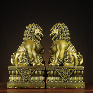 Estatua <span class=keywords><strong>de</strong></span> León <span class=keywords><strong>de</strong></span> Latón al por Mayor, Escultura <span class=keywords><strong>de</strong></span> Perro Guardián Foo, Decoración Feng Shui Personalizada OEM para Entrada <span class=keywords><strong>de</strong></span> <span class=keywords><strong>Hotel</strong></span> y Hogar - Product Image 2