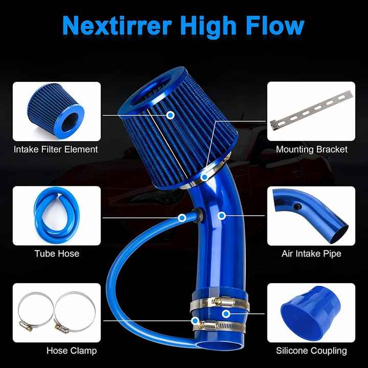 Buy Cold Air Intake Kit, Universal Carbon Fiber Cold Air Filter Kit 3 Carbon Fiber Cold Air Filter Feed Included Air Intake Pipe Kit Silicone Hose - View #9