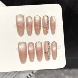 Uñas Postizas Largas Almendradas Pintadas a Mano 2026, con Diseño Floral, Alto Brillo, Reutilizables, <span class=keywords><strong>Puntas</strong></span> de Manicura, Uñas Artificiales a Presión - Product Image 4