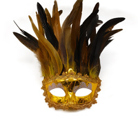 Masque de mascarade de carnaval vénitien Cosplay de costume drôle d'or avec masque de fête de plume de coq pour la décoration de Noël d'approvisionnement de fête