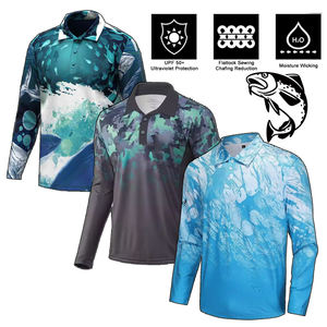เสื้อโปโลตกปลาแขนยาวสำหรับผู้ชาย UPF 50+ ป้องกันรังสียูวี น้ำหนักเบา ติดกระดุม ผลิตตามสั่ง - Product Image 1