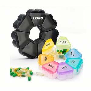 Organisateur de pilules pour 7 jours en forme de fleur, boîte à médicaments hebdomadaire avec 7 compartiments, mini boîte à pilules pour les voyages et la maison - Product Image 1