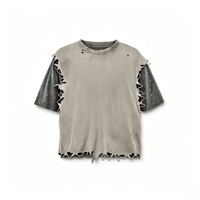 T-shirt DTG personnalisé Kornit, imprimé drapeau américain déchiré et vieilli, style streetwear, fabrication OEM