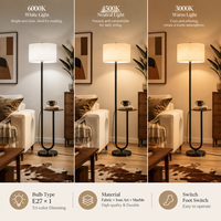 Lampe sur pied de luxe avec table d'appoint en bois et base en marbre pour salon, hôtel, villa, décoration intérieure personnalisable