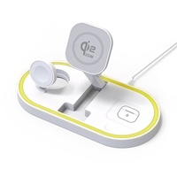 Support de chargeur sans fil magnétique pliable 3 en 1 pour iPhone, écouteurs, montre, lampe de nuit LED, station de charge sans fil 25W