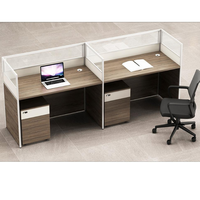 Poste de travail modulaire moderne et écologique pour 4 personnes avec cloison, bureau en bois pour personnel, tiroirs de rangement, pour bureau à aire ouverte