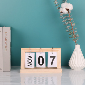 Calendario Perpetuo de Madera con Indicador de Mes y Fecha, Organizador de Escritorio, Planificador Diario, Decoración para Oficina y Hogar, Accesorios de Fotografía - Product Image 1