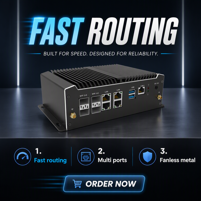 Multi-Gigabit Fanless Mini PC 4x 10G SFP+ 4x 2.5G LAN Intel ATOM C3758 8 Core Support Wake-on-LAN PXE VGA COM New Firewall