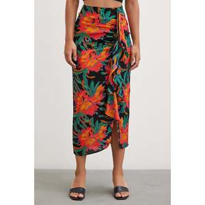 Jupe midi à imprimé floral pour femme, viscose, polyester, mousseline, taille normale, impression numérique douce - Product Image 2