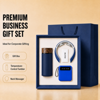 Ensemble cadeau d'affaires promotionnel de luxe personnalisé, masseur de cou à vide personnalisé, batterie externe, impression sérigraphique pour usage au bureau