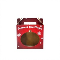 Boîte cadeau de Noël en carton ondulé rouge personnalisée avec poignée et fenêtre pour cadeaux de fêtes