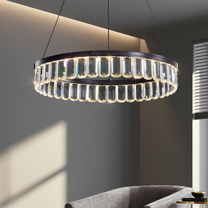 โคมไฟระย้าเพดานดีไซน์หรูหราทันสมัย ตกแต่งบ้าน ห้องครัว ห้องรับประทานอาหาร โคมไฟคริสตัลรูปทรงคลื่นสีดำ - Product Image 5