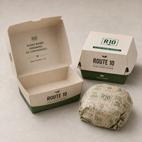 Boîte à emporter pour poulet frit, hamburger, avec logo personnalisé, biodégradable, recyclable, pour restauration rapide