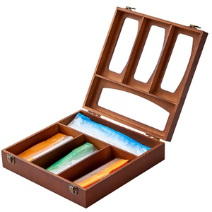 bamboo kitchen drawer organizer compatible plastic baggie ziplock bag food storage bag organizer holder for Kitchen Drawer