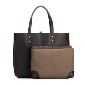 Túi Xách Nữ Túi Đeo Vai Nữ Túi Da Bò Thật Mới Giản Dị 2020 Công Suất Lớn Crazy Horse Leather Tote Bag