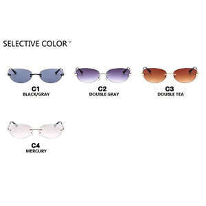 Gafas de Sol Personalizadas con Marco Metálico Ovalado, Estilo Retro, Forma Cóncava, sin Marco, para Fotos de Calle - Product Image 4