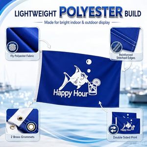 ธงประดับตกแต่งรูปปลาสีน้ำเงินสำหรับงานปาร์ตี้ Happy Hour เหมาะสำหรับตกแต่งภายในและภายนอกบ้าน สวน และสนามหญ้า พร้อมธงและป้ายข้อความตลกๆ - Product Image 1