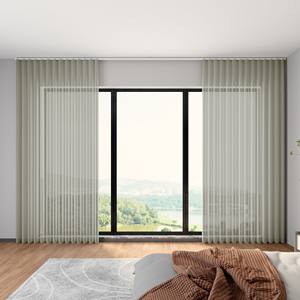 Cortinas de tul <span class=keywords><strong>con</strong></span> textura de lino elegantes y modernas para dormitorio y sala de estar - Product Image 3