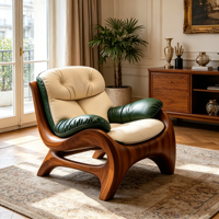 Fauteuil de détente contemporain élégant à silhouette courbée, avec coussin moelleux et accoudoirs capitonnés, pour la maison, l'hôtel et l'usage commercial