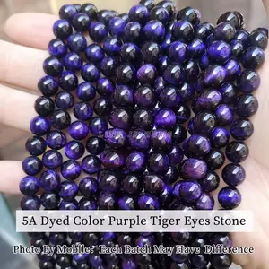 Supplier Gemstone Beads JD AAAAA+ 15Colors 4 6 8 10 12 14mm Natural Stone Multicolor Tiger Eye Round Loose Beads For Jewelry Making