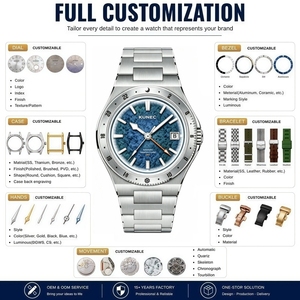 Montres de plongée automatiques personnalisées en usine avec mouvement NH34 GMT, boîtier en acier inoxydable 316L de 40 mm, résistance à l'eau 10 ATM, montre mécanique - Product Image 2