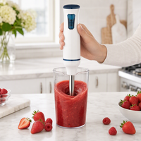 Mixeur plongeant électrique - Commande par bouton-poussoir, faible bruit, 2 vitesses, broyage de glace, boîtier en plastique, appareil de cuisine