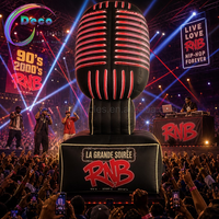 Microphone gonflable lumineux à LED, modèle sur pied pour festival de musique, stand DJ, club, bar, décoration de concert