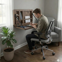 Support mural multifonctionnel pliable en bois massif pour ordinateur portable – Solution d'optimisation de l'espace