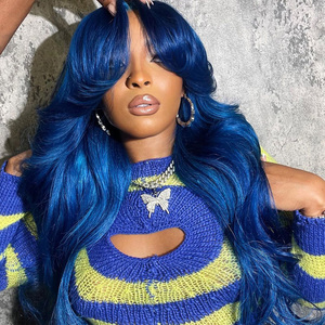 วิกผมลูกไม้ด้านหน้าแบบมีลูกไม้สีฟ้า13X6 13x4วิกผมคนบราซิลโปร่งใสสีฟ้าท้องฟ้า5x5 - Product Image 4