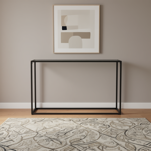 Mesa Consola Moderna de Vidrio Templado Negro con Estructura de Acero con Recubrimiento en Polvo, Mueble Duradero para Sala de Estar - Product Image 2