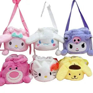 Grosir Sanrio tas tangan tas selempang cakar boneka mesin kartun Pak hadiah mainan mewah untuk anak-anak