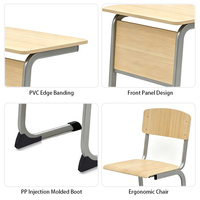 Meubles de classe modernes en gros, mobilier scolaire en contreplaqué, ensemble table et chaise d'étude à assembler pour les élèves