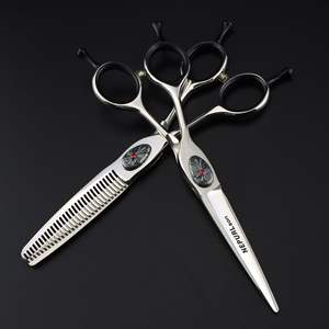 Tijeras de peluquería de 6.0 pulgadas para zurdos, de doble filo, con diseño de trébol y corazón, para corte de cabello, tijeras planas, tijeras dentadas para flequillo y tijeras de entresacar - Product Image 2