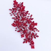 En gros, Appliques 3D en strass, perles et fils colorés (rouge, noir, or, argent, vert) pour robes de demoiselle d'honneur et sacs