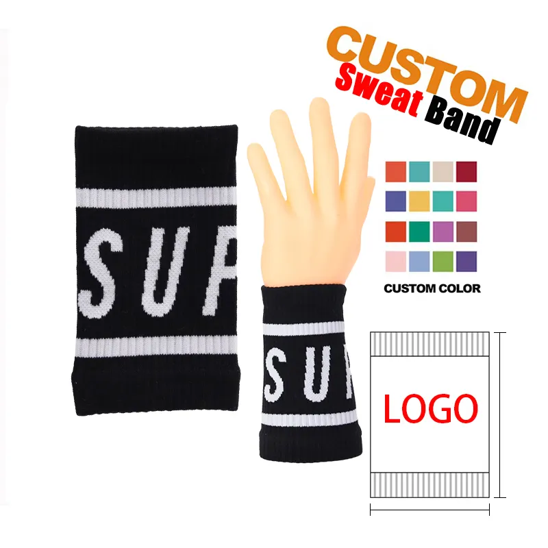 Custom Cross Fit sweatbands Sweat bands with logo cotton/nylon sport wrist band Wrist guards for Women and men
