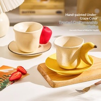 Service de table en céramique Xuanhui, motif fruits, gaufré, série jaune mat, haute qualité, compatible micro-ondes, pour usage domestique (bols, assiettes, tasses)