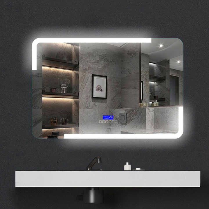 Glass Square Rectangle Shape Custom Size Wall Muounted Light LED Baber Shop Living Intelligent Mirror Bath Hanging Smart Mirror