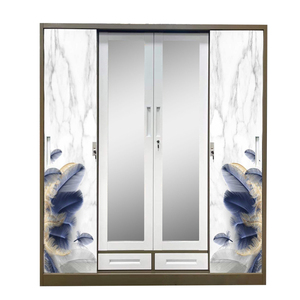 Armoire d'impression couleur armoires à <span class=keywords><strong>portes</strong></span> coulissantes chambre à coucher almirah fer design <span class=keywords><strong>placard</strong></span> armoire en métal <span class=keywords><strong>miroir</strong></span> 4 <span class=keywords><strong>portes</strong></span> armoire en acier - Product Image 5