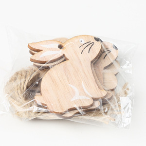 Easter Wooden Bunny And Flower Ornaments Natural Wood Color Nordic Style Home Decoration Indoor Use - Product Image 4