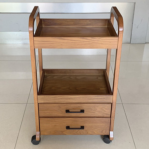 Sober Durable Beauty Salon Furniture Solid Wood Beauty <b>Tool</b> <b>Cart</b> With Double Drawers - Product Image 2