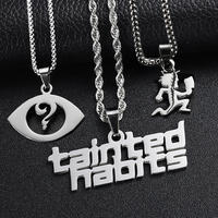 Collier Pendentif Lettre à Logo Personnalisé, pour Hommes et Femmes, en Acier Inoxydable Découpé au Laser, Pendentif Charme Métallique Tendance pour Bijoux