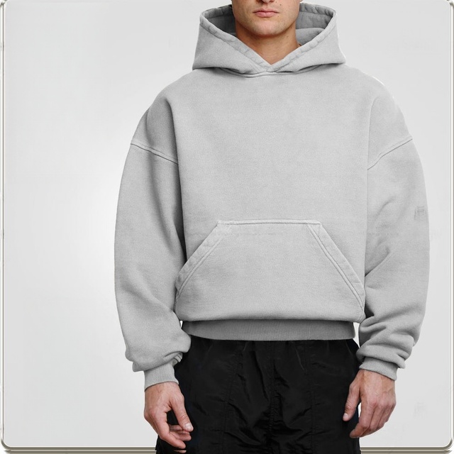 Custom Winter 400gsm 100%Cotton Terry Boxy Fit Cropped Oversize Streetwear Hoodie Hooded Collar Solid Pattern Heavyweight Blank