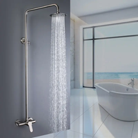 Mitigeur de douche mural moderne à poignée unique, finition chrome, effet pluie, en acier inoxydable 304 brossé, avec cartouche céramique, garantie 5 ans