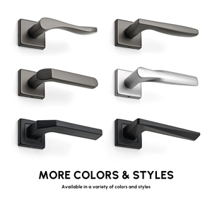 Maniglia per Porta in <span class=keywords><strong>Ferro</strong></span> Nero Opaco con Rosetta Quadrata, Serratura a Leva in <span class=keywords><strong>Ferro</strong></span> <span class=keywords><strong>Battuto</strong></span> Resistente per Porte Interne - Product Image 3