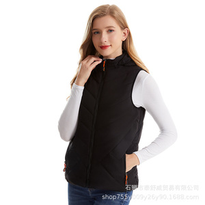 Gilet chauffant intelligent à capuche pour femme, couleur unie, coupe décontractée, chauffage électrique USB, vêtement chaud - Product Image 4